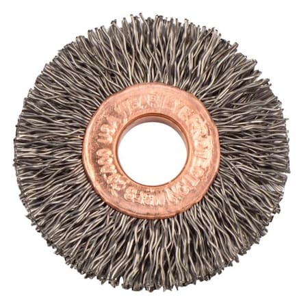 Weiler 1-1/2" Dia Crimped Wire Wheel, .014" Steel Fill, 3/8" Arbor Hole 15762